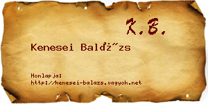 Kenesei Balázs névjegykártya